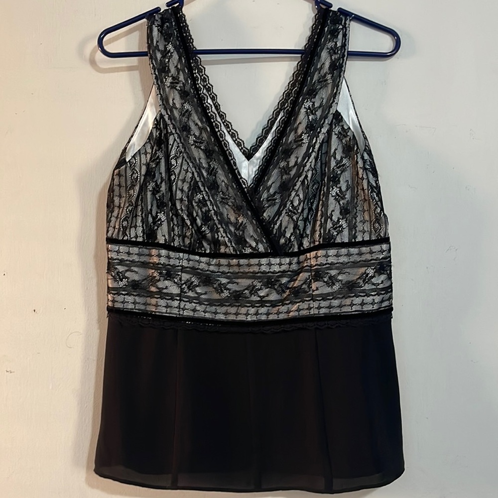 Ann Taylor lace sleeveless evening blouse
